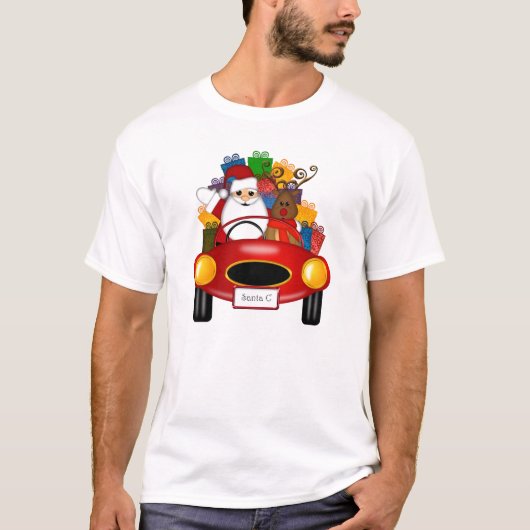 Sinterrenner en renrendierauto met cadeautjes t-shirt (Voorkant)