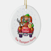 Sinterrenrendiernaam Cute Red Truck Keramisch Ornament (Rechts)