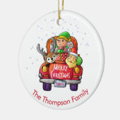 Sinterrenrendiernaam Cute Red Truck Keramisch Ornament (Links)