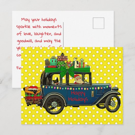 Sinterrijden met katten Prettige feestdagen Briefkaart (Voorkant / Achterkant)