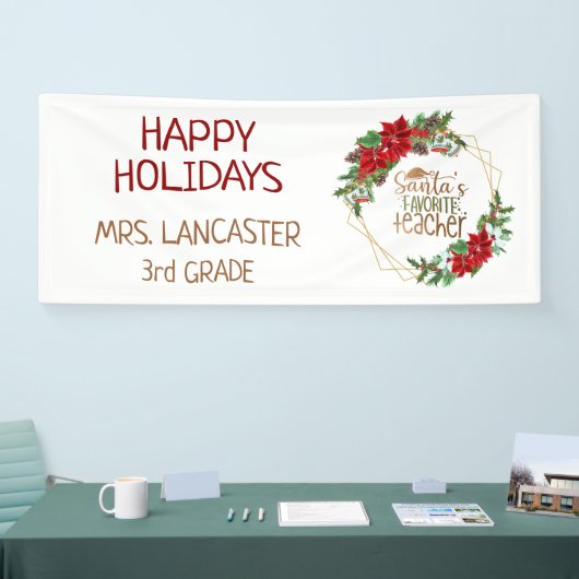 Sinters favoriete leraar Prettige feestdagen Kerst Spandoek (Beurs)