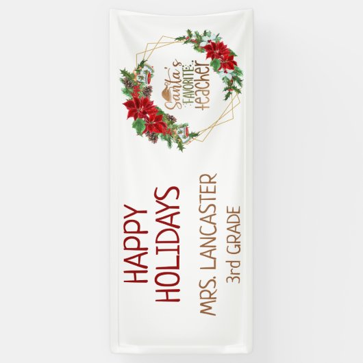 Sinters favoriete leraar Prettige feestdagen Kerst Spandoek (Verticaal)