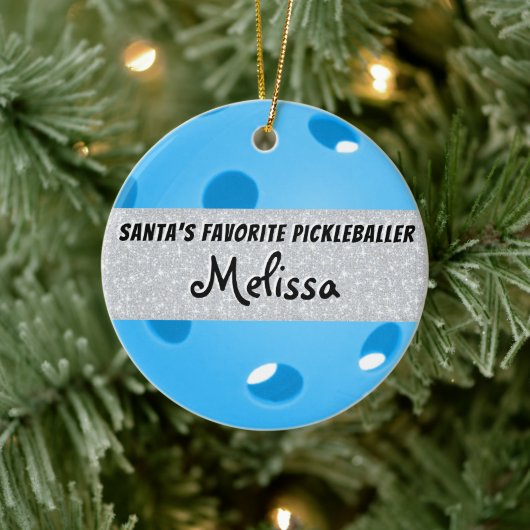 Sinters favoriete Pickleballer Blue Pickleball Keramisch Ornament (Boom)