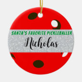 Sinters favoriete Pickleballer Red Pickleball Keramisch Ornament (Voorkant)