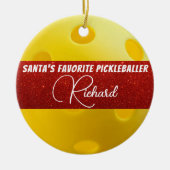 Sinters favoriete Pickleballer Yellow Pickleball Keramisch Ornament (Voorkant)