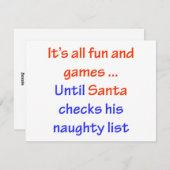 Sinters Naughty List Feestdagenkaart (Voorkant / Achterkant)