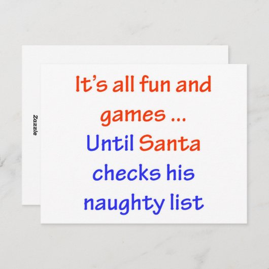 Sinters Naughty List Feestdagenkaart (Voorkant / Achterkant)