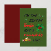 Sinters Naughty List Informatiekaartje (Voorkant / Achterkant)