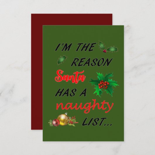 Sinters Naughty List Informatiekaartje (Voorkant / Achterkant)