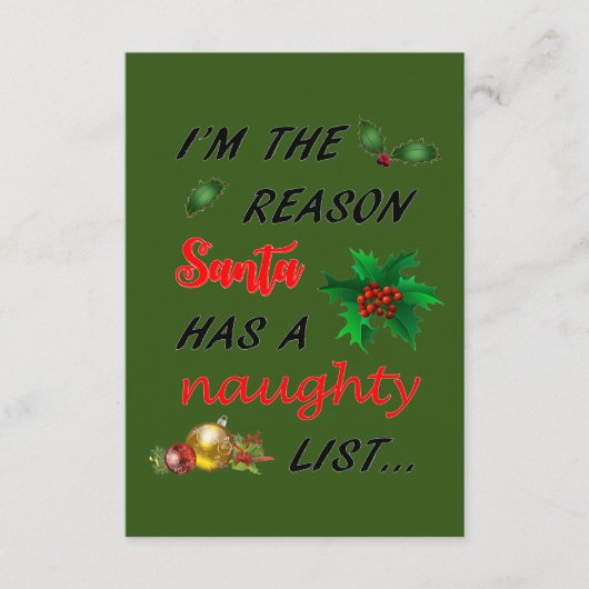 Sinters Naughty List Informatiekaartje (Voorkant)