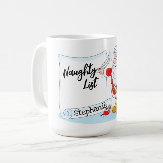 Sinters Naughty List Koffiemok (Voorkant links)