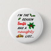 Sinters Naughty List Ronde Button 5,7 Cm (Voorkant)