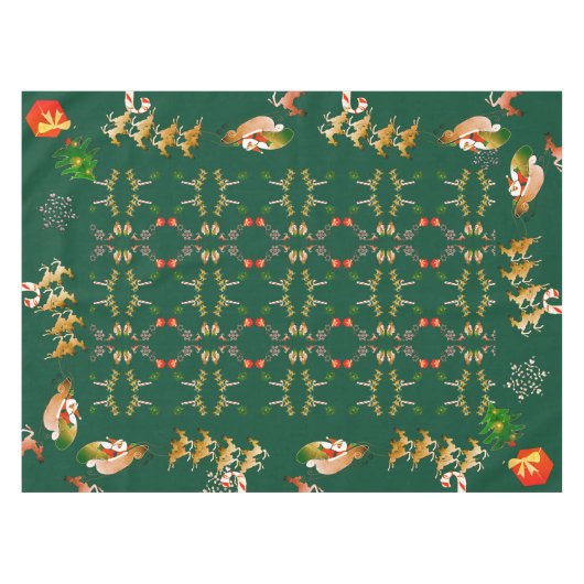 Sinters Slape Reindeer Kerstmis Groen Tafelkleed (Voorkant (Horizontaal))