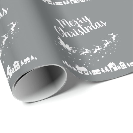 Sinters slee met herders boven de huizen cadeaupapier (Rol Hoek)