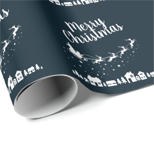 Sinters slee met herders boven de huizen cadeaupapier (Rol Hoek)