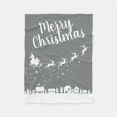 Sinters slee silhouette die boven de huizen vliegt fleece deken (Voorkant)