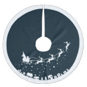 Sinters slee silhouette die boven de huizen vliegt kerstboom rok (Voorkant)