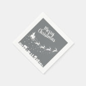 Sinters slee silhouette die boven de huizen vliegt servet (Hoek)