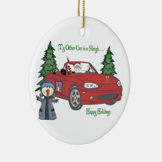 Sinters Sleigh-Red Keramisch Ornament (Rechts)