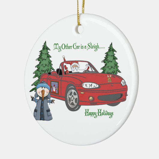 Sinters Sleigh-Red Keramisch Ornament (Links)