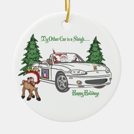 Sinters Sleigh-White Keramisch Ornament (Voorkant)