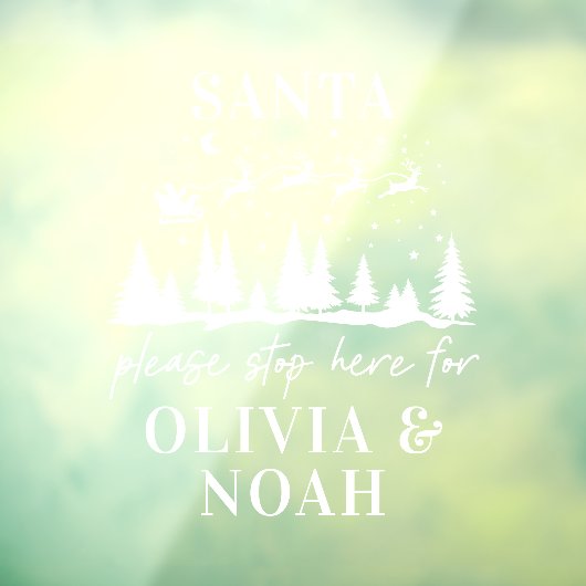 Sinterstop hier gepersonaliseerd kerstmodern Wind Raamsticker (Vel 3)