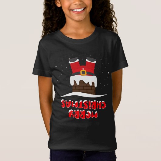 Sinterstuck in de schoorsteen en onderaan de Kerst T-shirt (Voorkant)