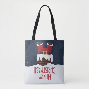 Sinterstuck in de schoorsteen, vrolijk kerstfeest tote bag