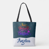 Sinterstuck in de schoorsteen, vrolijk kerstfeest tote bag (Achterkant)
