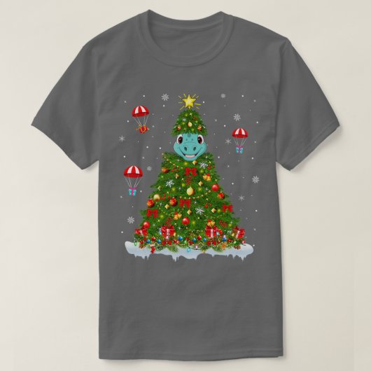 Sintervalbomen Verkleuren Santa Brontosaurus Dinos T-shirt (Design voorkant)