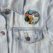 Sintervogels met de hand voeden met sneeuw ronde button 5,7 cm (In situ)