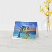 Sinterzeemeermin snijdt een kerstkaart met een boo kaart (Gele Bloem)