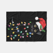 Sinterzwarte kat omhoog gedraaid in kerstboomverli fleece deken (Voorkant (Horizontaal))