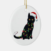 Sinterzwarte kat omhoog gedraaid in kerstboomverli keramisch ornament (Rechts)