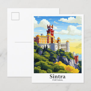 Sintra Portugal Art Vintage Travel Illustratie Briefkaart