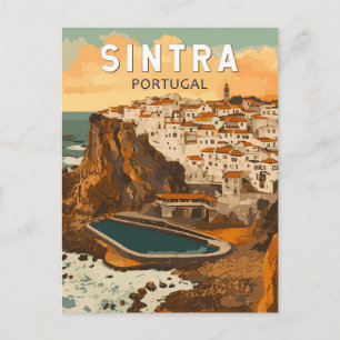 Sintra Portugal Illustratie Reizen Art Vintage Briefkaart