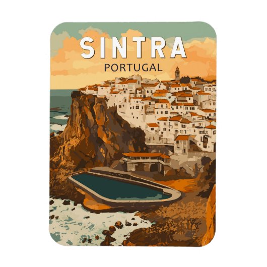 Sintra Portugal Illustratie Reizen Art Vintage Magneet (Verticaal)