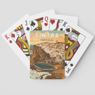 Sintra Portugal Illustratie Reizen Art Vintage Pokerkaarten