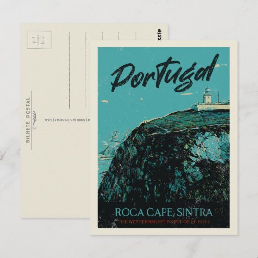 Sintra Roca cape illustratie Portugal Briefkaart (Voorkant / Achterkant)