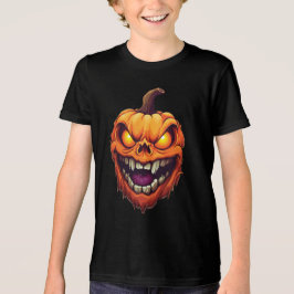 Sinuistere grijnzende pompoenkop Tri-Blend shirt