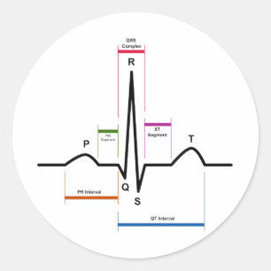 Sinus Rhythm in een ECG-elektrocardiogram diagram Ronde Sticker