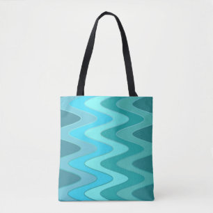 Sinus Waves-patroon - oceaanblauwe mix + uw ideeën Tote Bag