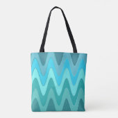 Sinus Waves-patroon - oceaanblauwe mix + uw ideeën Tote Bag (Achterkant)