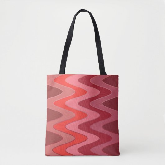 Sinus Waves patroon - rode mix + uw ideeën Tote Bag (Voorkant)