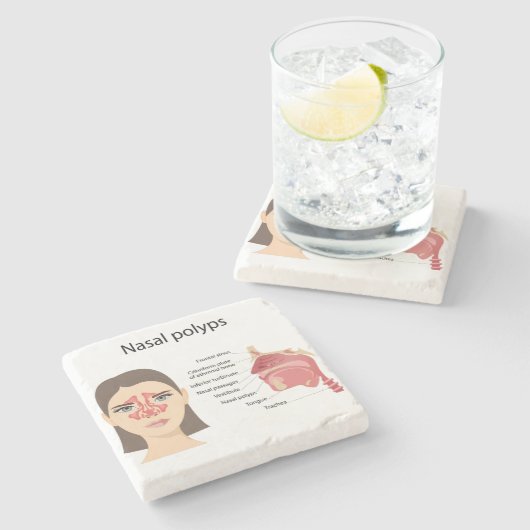 Sinussen op witte achtergrond stenen onderzetter (Zijkant)