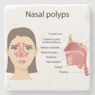 Sinussen op witte achtergrond stenen onderzetter