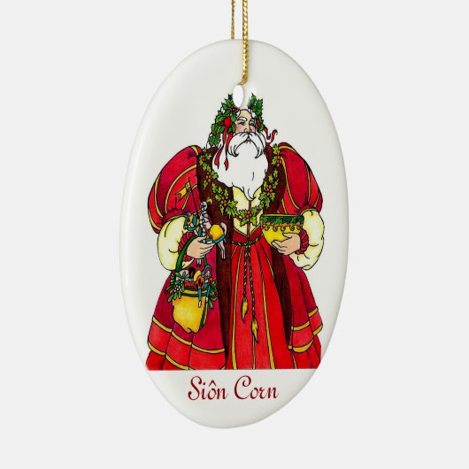 Siôn Corn kerstversier Keramisch Ornament (Rechts)