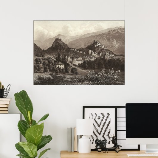 Sion in Zwitserland van Antiek afdruk Poster (Thuiskantoor)