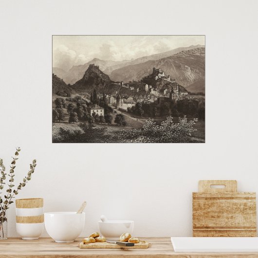 Sion in Zwitserland van Antiek afdruk Poster (Keuken)