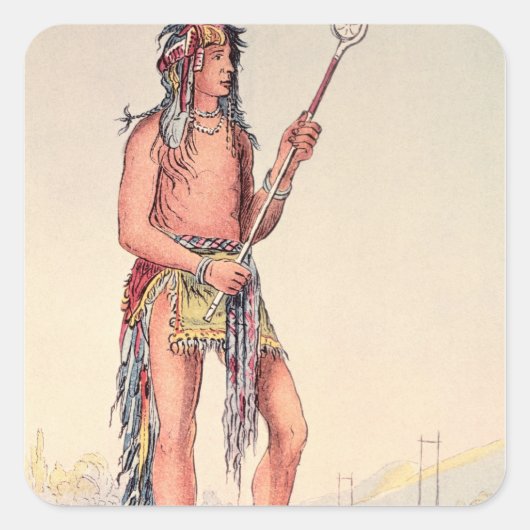 Sioux ball player Ah-No-Je-Nange Vierkante Sticker (Voorkant)